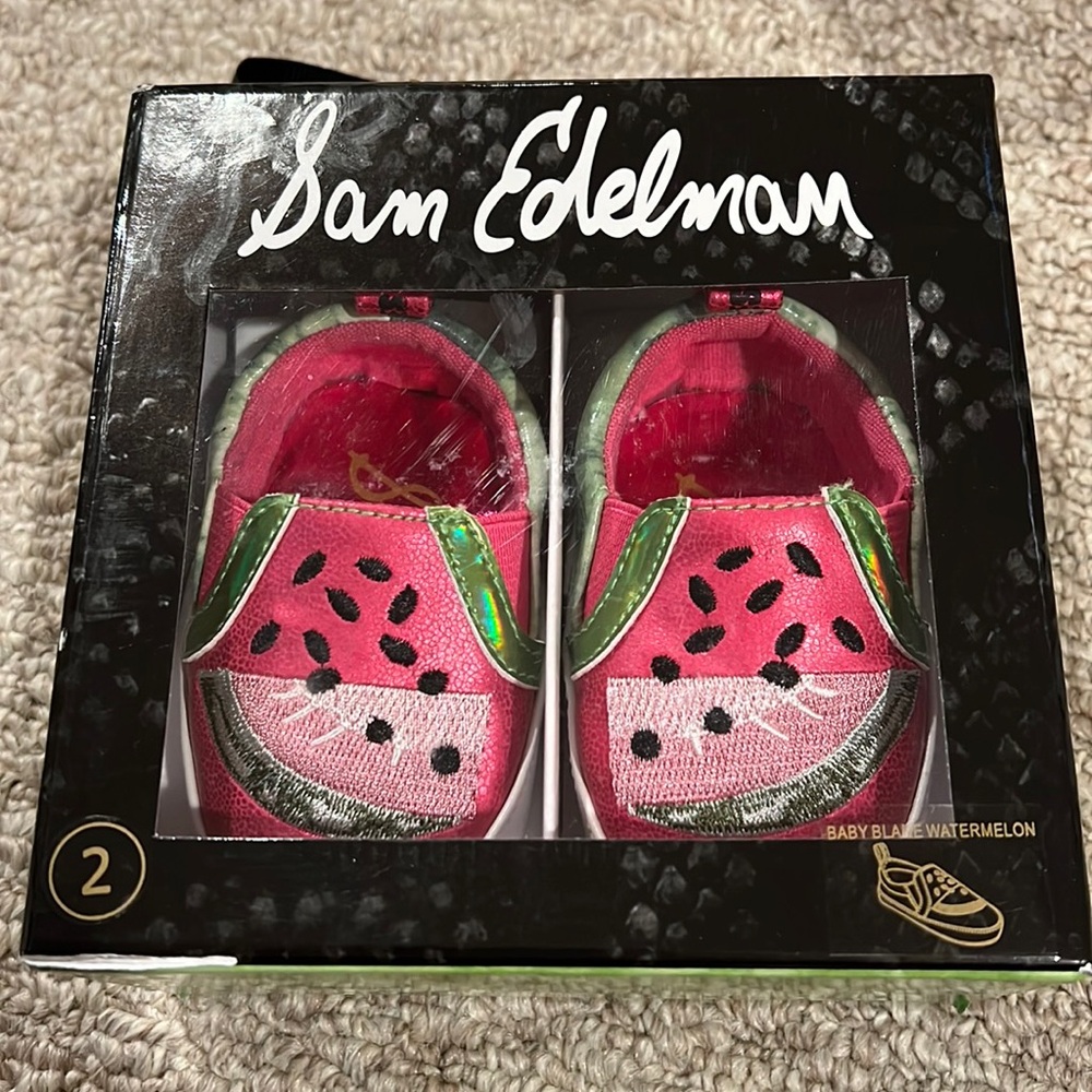 Sam Edelman baby girls watermelon shoes, size 2 (3-6 months) NIB!